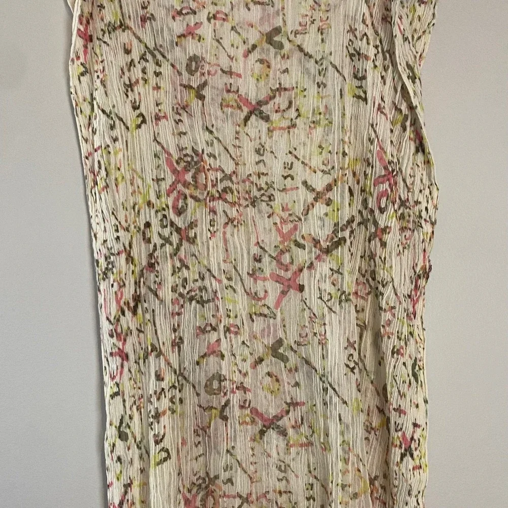 Betsey‎ Johnson Scarf Colorful Tassels Lightweight Whimsical Crinkle Boho Floral